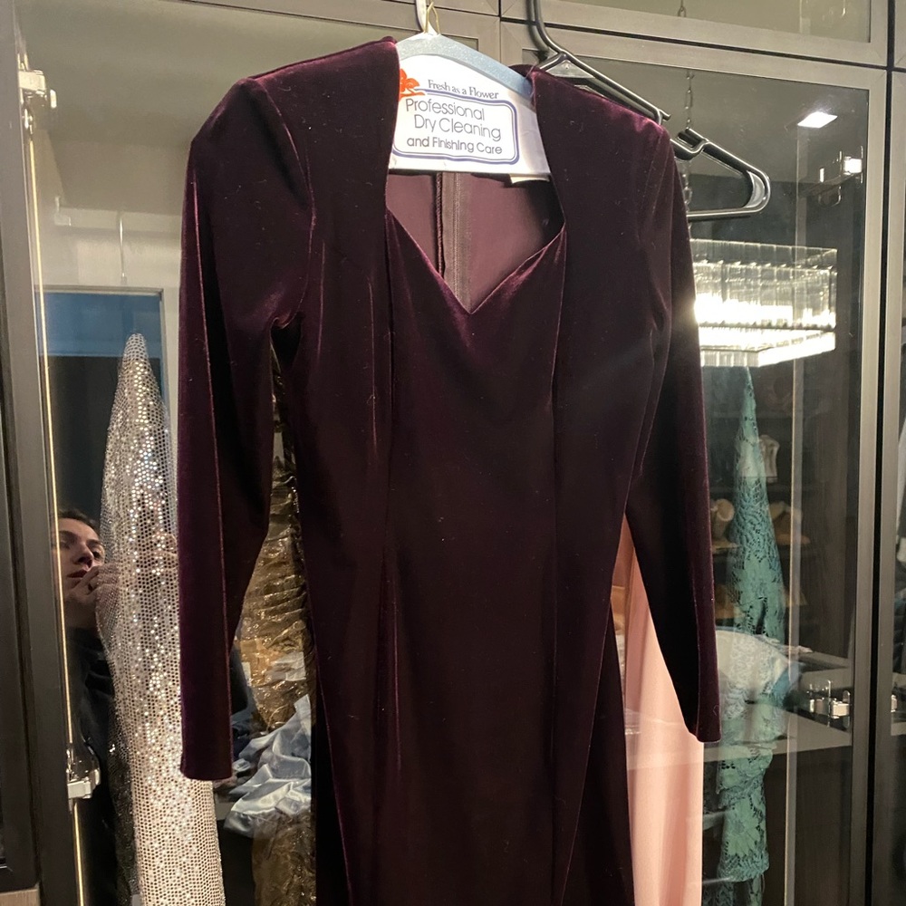 Maroon velvet dress